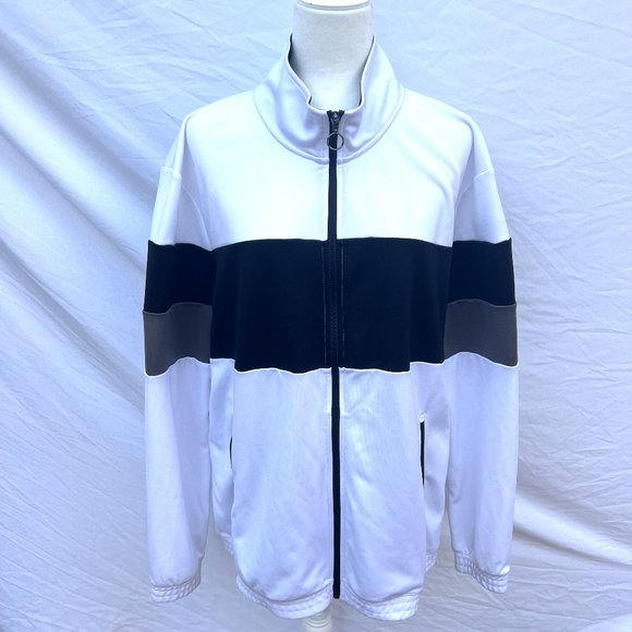 White, Grey, and Black Zipper Jacket - Picture 1 of 6